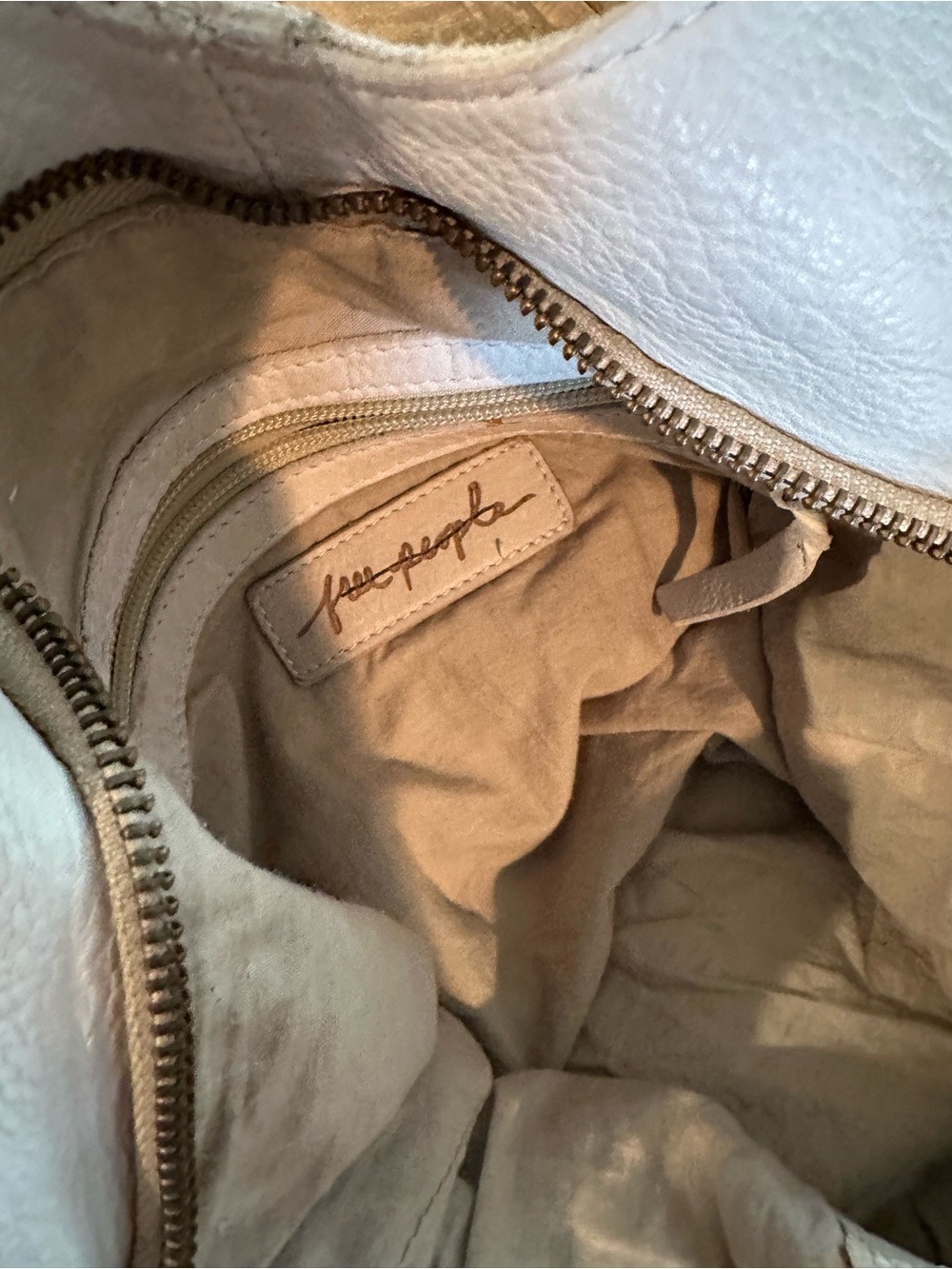 Free People Llana Woven Cream Leather Large Tote Bag - Picture 5 of 6